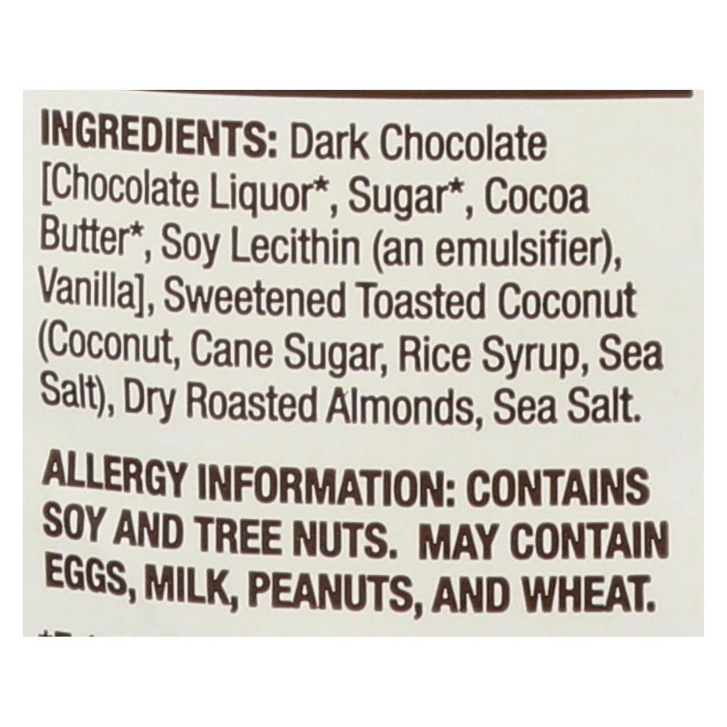 Bark Thins Snacking Chocolate - Dark Chocolate Toasted Coconut with Almonds - Case of 12 - 4.7 Oz.