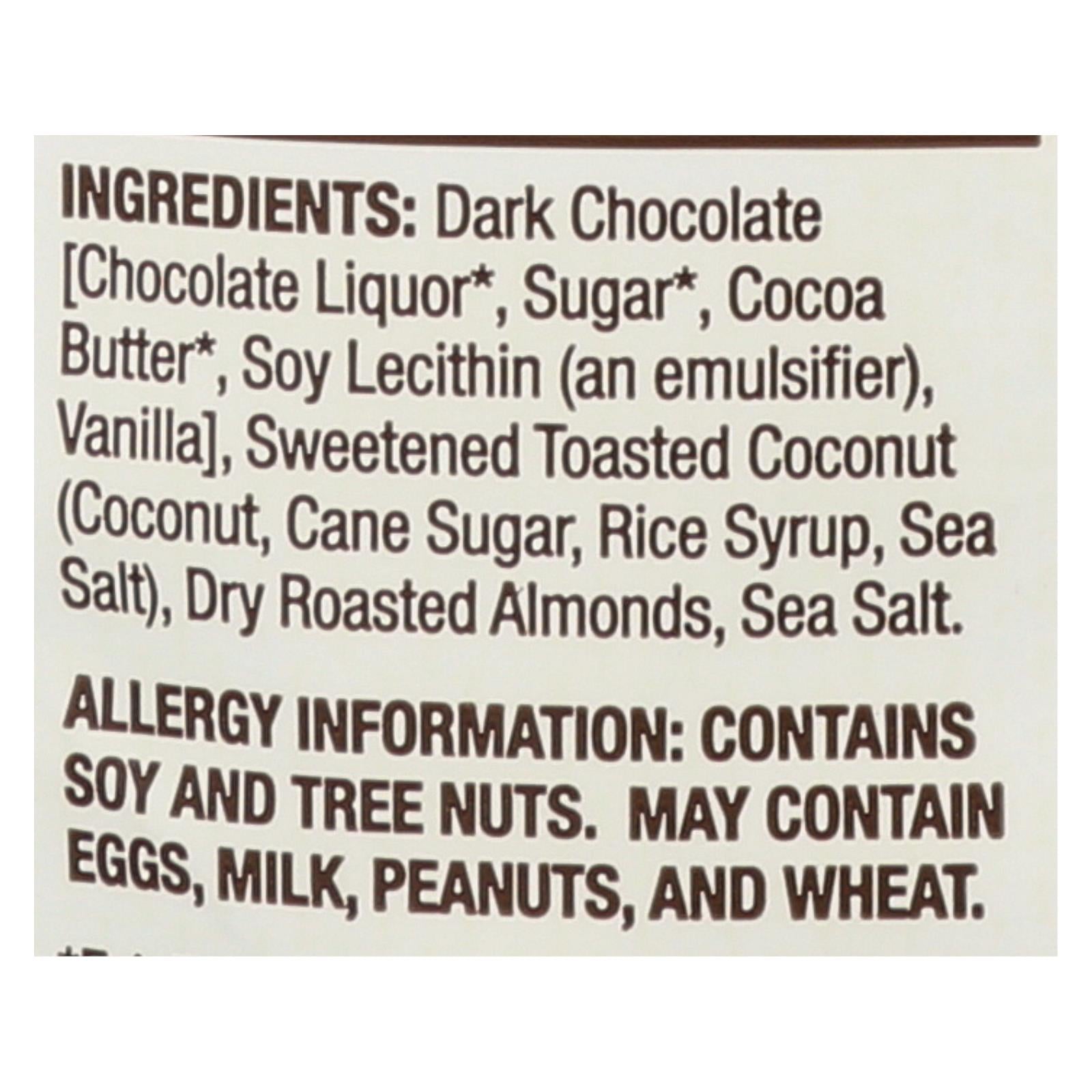Bark Thins Snacking Chocolate - Dark Chocolate Toasted Coconut with Almonds - Case of 12 - 4.7 Oz.