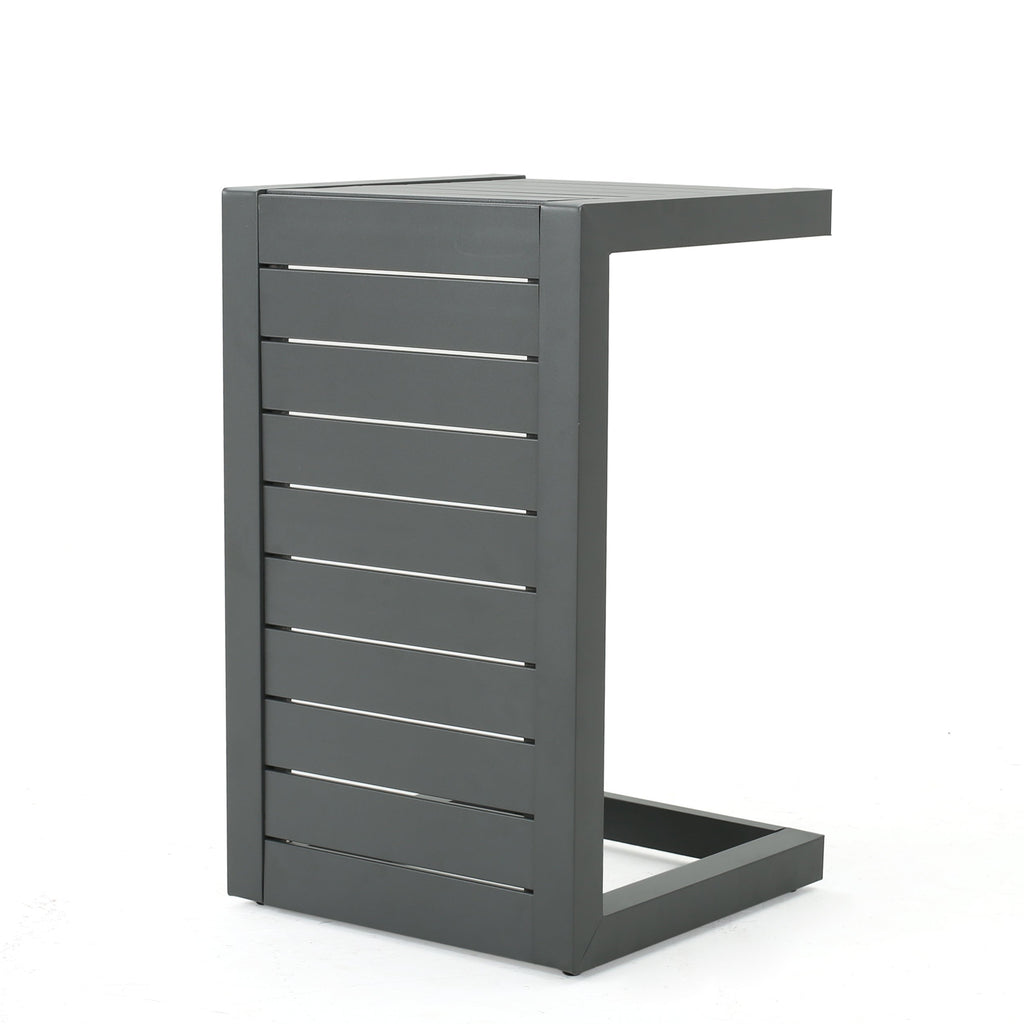Outdoor C-Shape Side Table Aluminum Gray 14.5x15x24