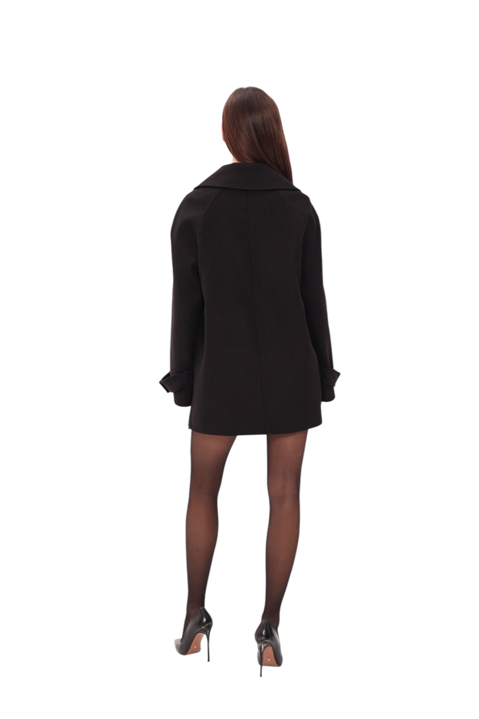 Karina Midi Cashmere Wool Blend Coat In Black