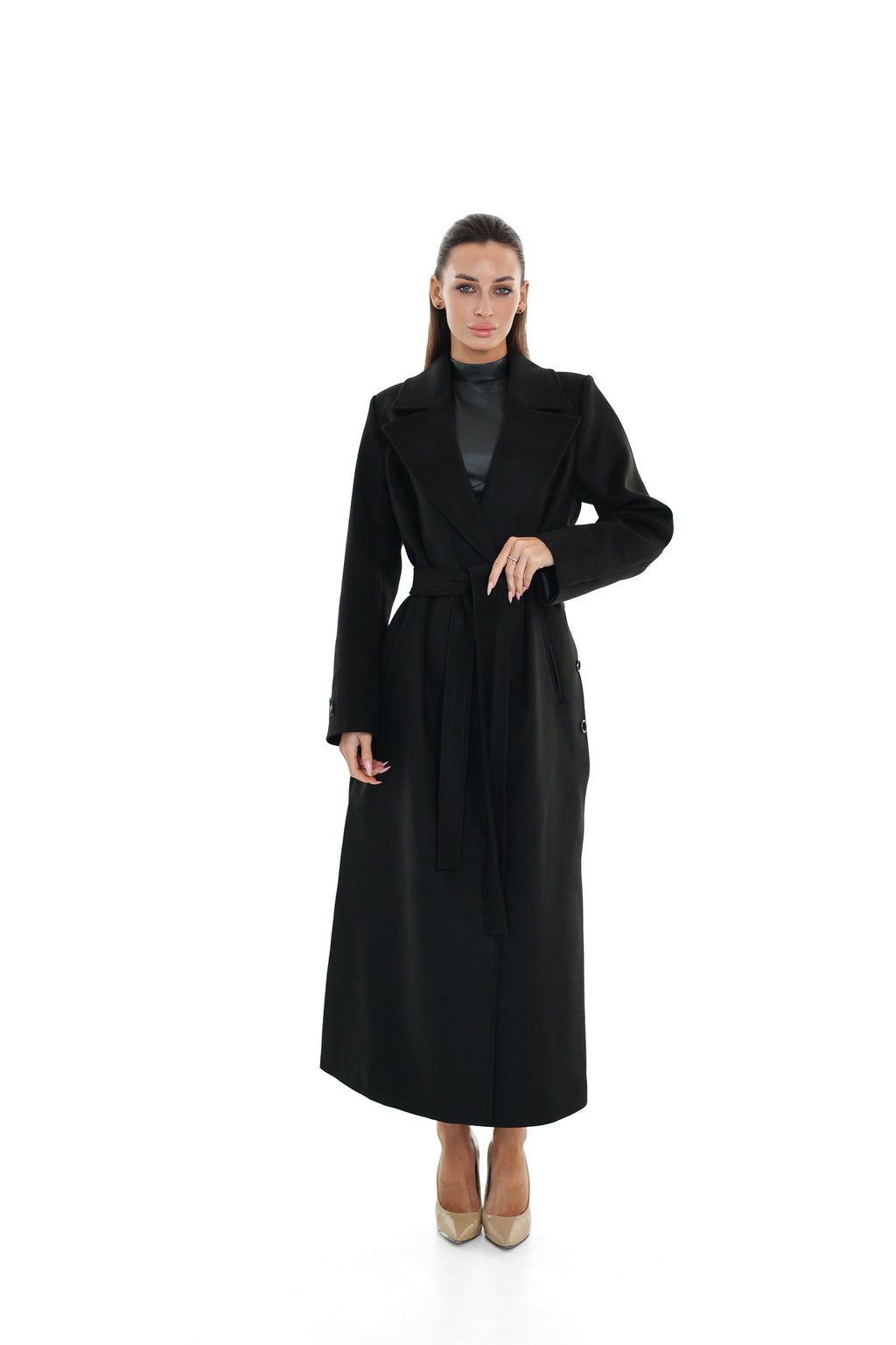 Aria Cashmere Blend Coat in Black