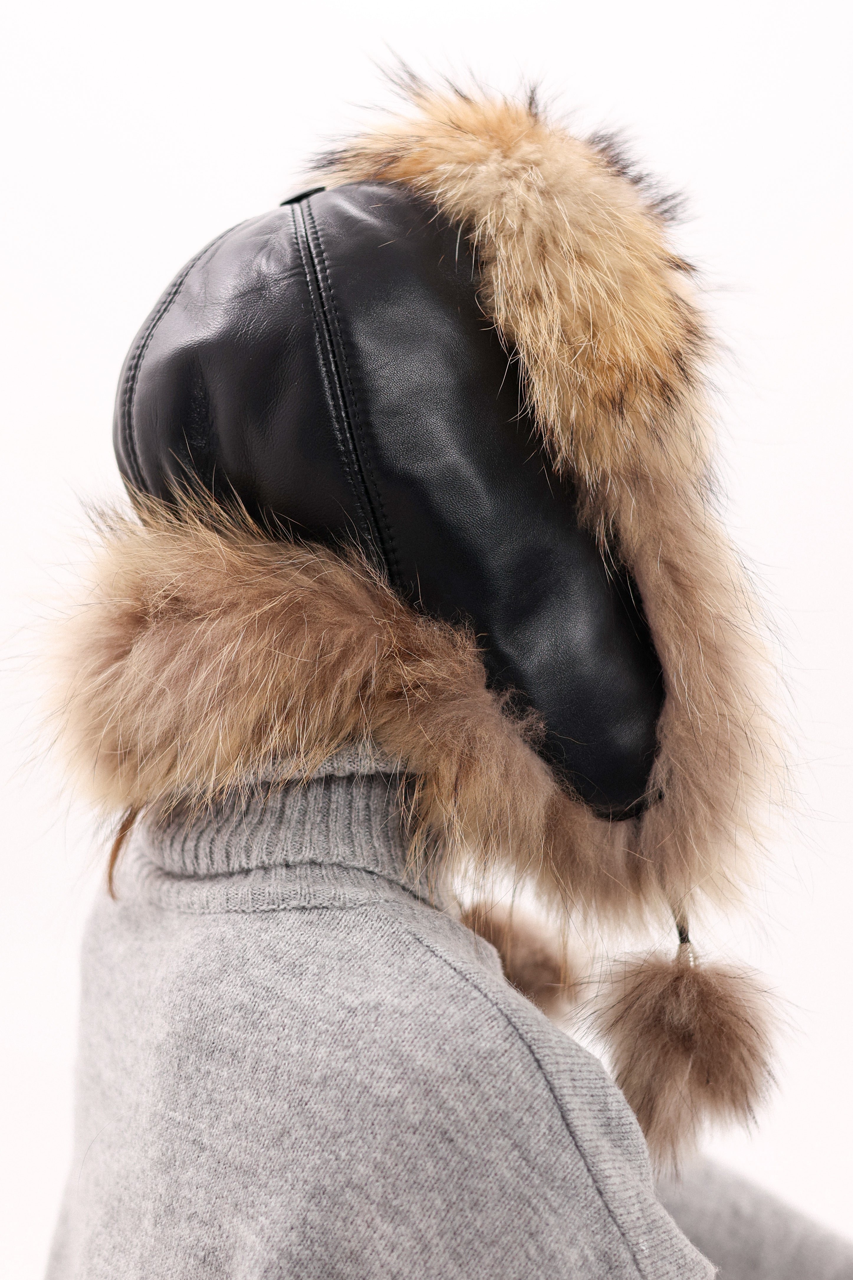 Genuine Racoon Fur Genuine Leather Hat