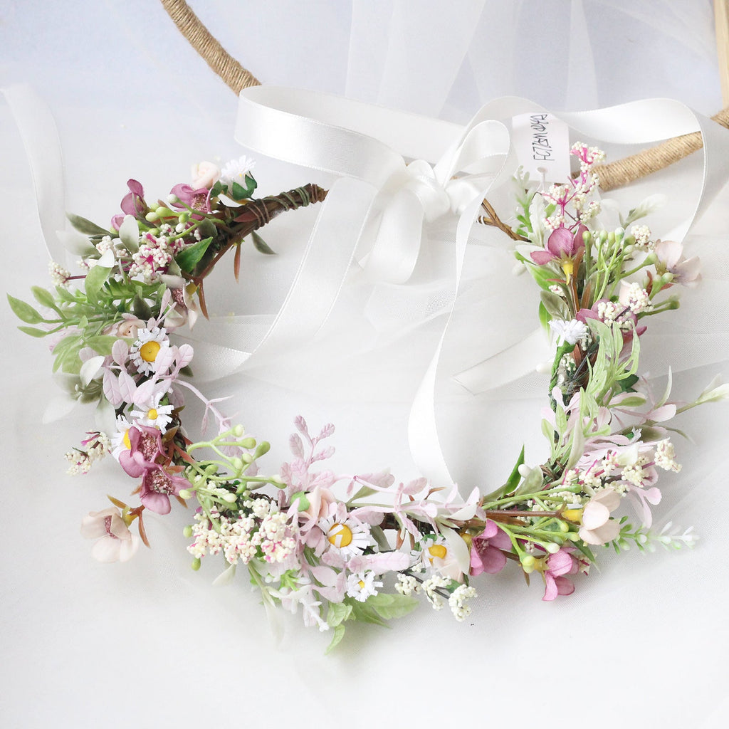 Bridal Flower Wreath Headpiece Original Simulation Starry Sky Water Grass Flower Crown Birthday Wedding Headflower Wreath