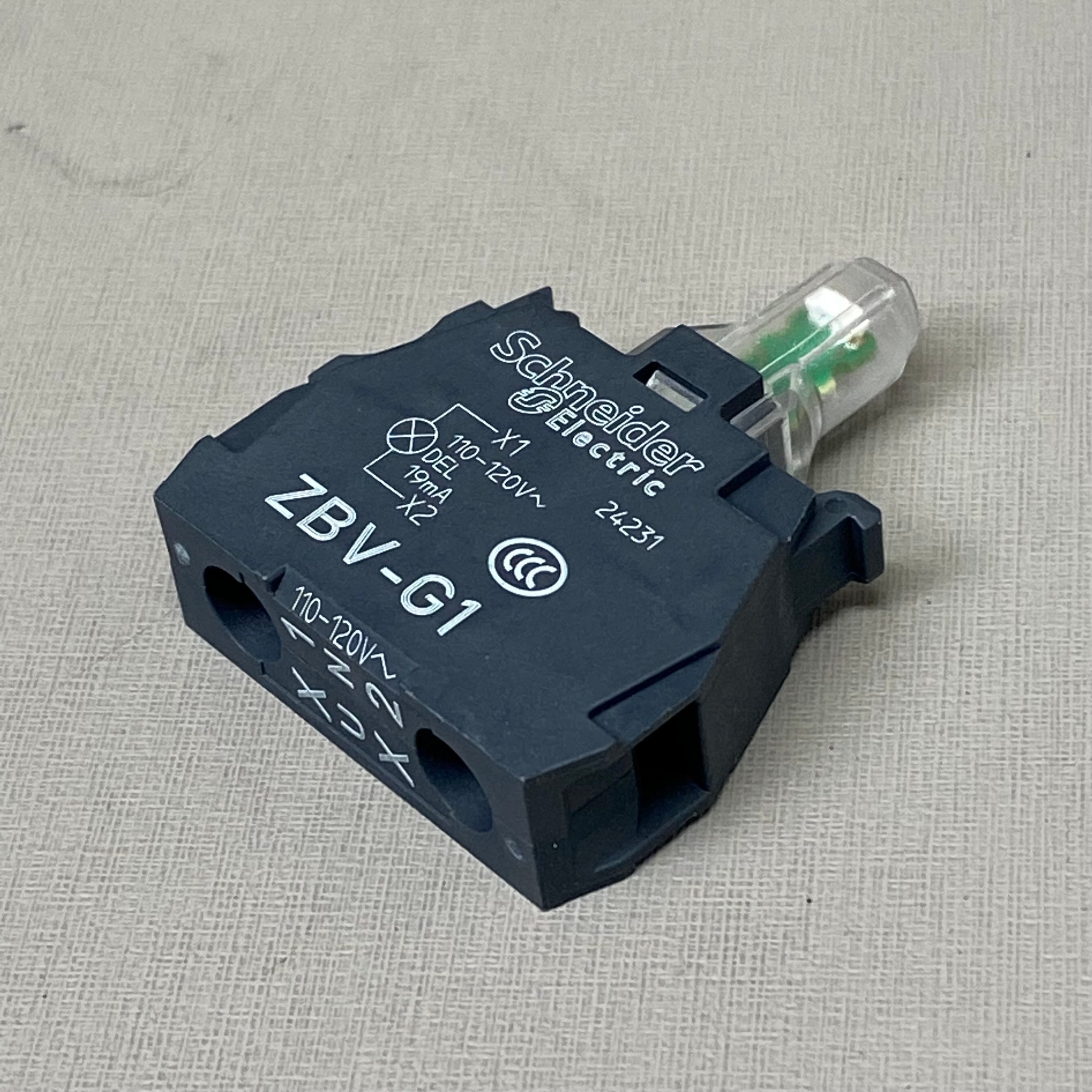 SCHNEIDER ELECTRIC Snap In Light Module Push Button 1.8"x1.3"x0.4" Black ZBVG1