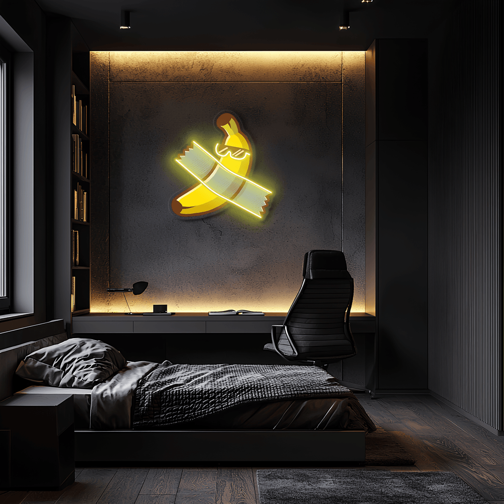Handcrafted Banana Table Neon Sign - UV Print LED Wall Art Modern Home Bedroom Decor