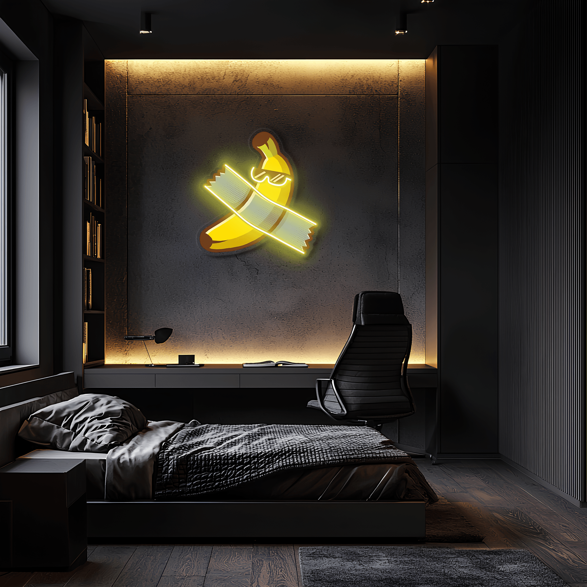 Handcrafted Banana Table Neon Sign - UV Print LED Wall Art Modern Home Bedroom Decor