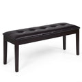 Upholstered Dining Room PU Bench Solid Wood Button Tufted