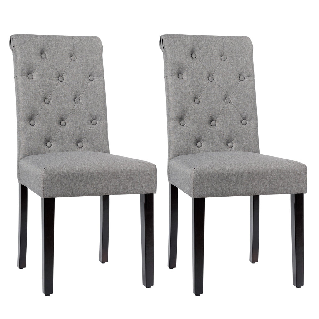 2 Pieces Tufted Dining Chair Set with Adjustable Anti-Slip Foot Pads