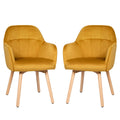 Set of 2 Mid-Back Accent Leisure Armchairs-Yellow