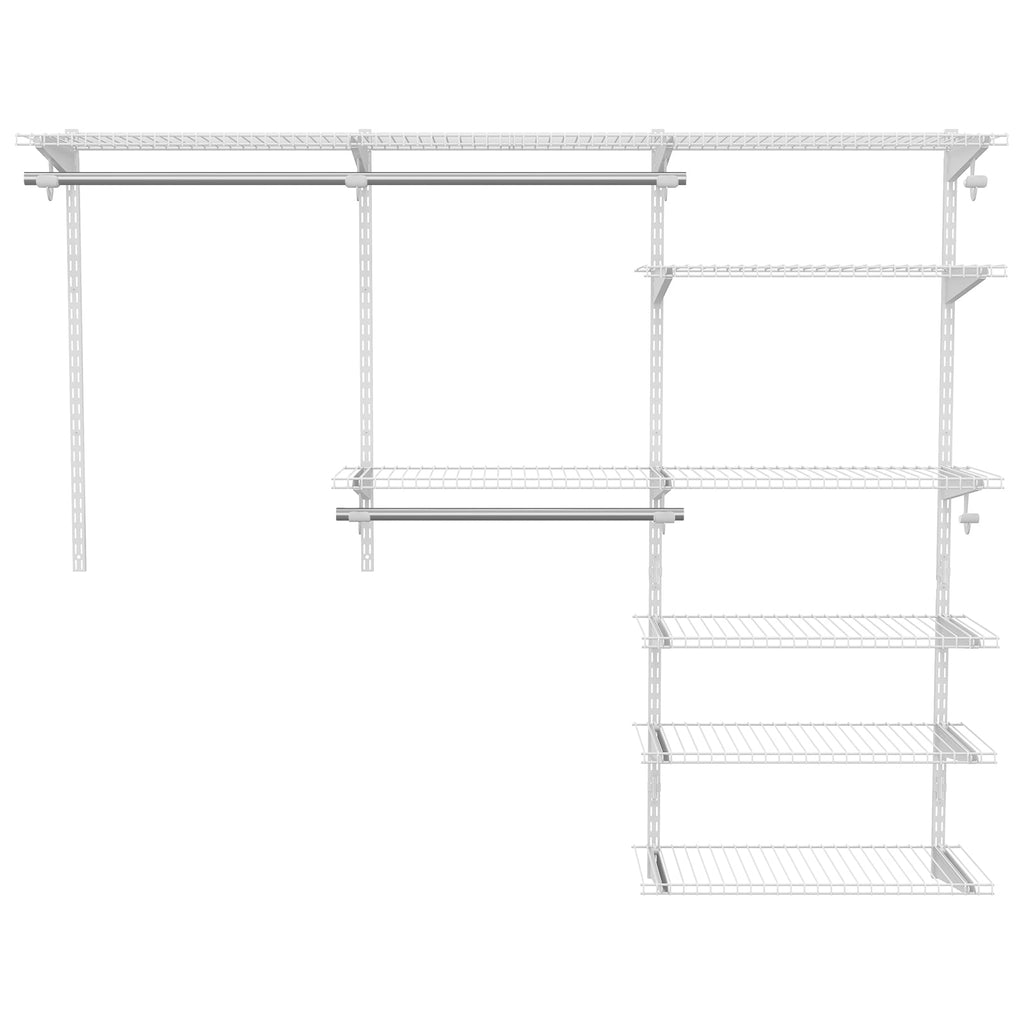 Adjustable Closet Organizer Kit with Shelves and Hanging Rods for 4 to 6 Feet