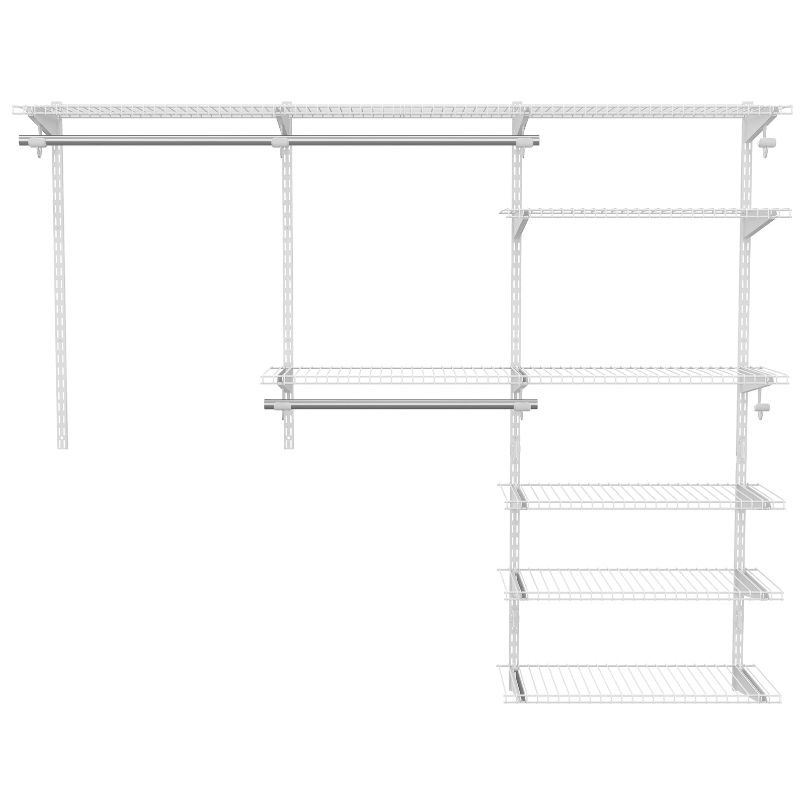 Adjustable Closet Organizer Kit with Shelves and Hanging Rods for 4 to 6 Feet