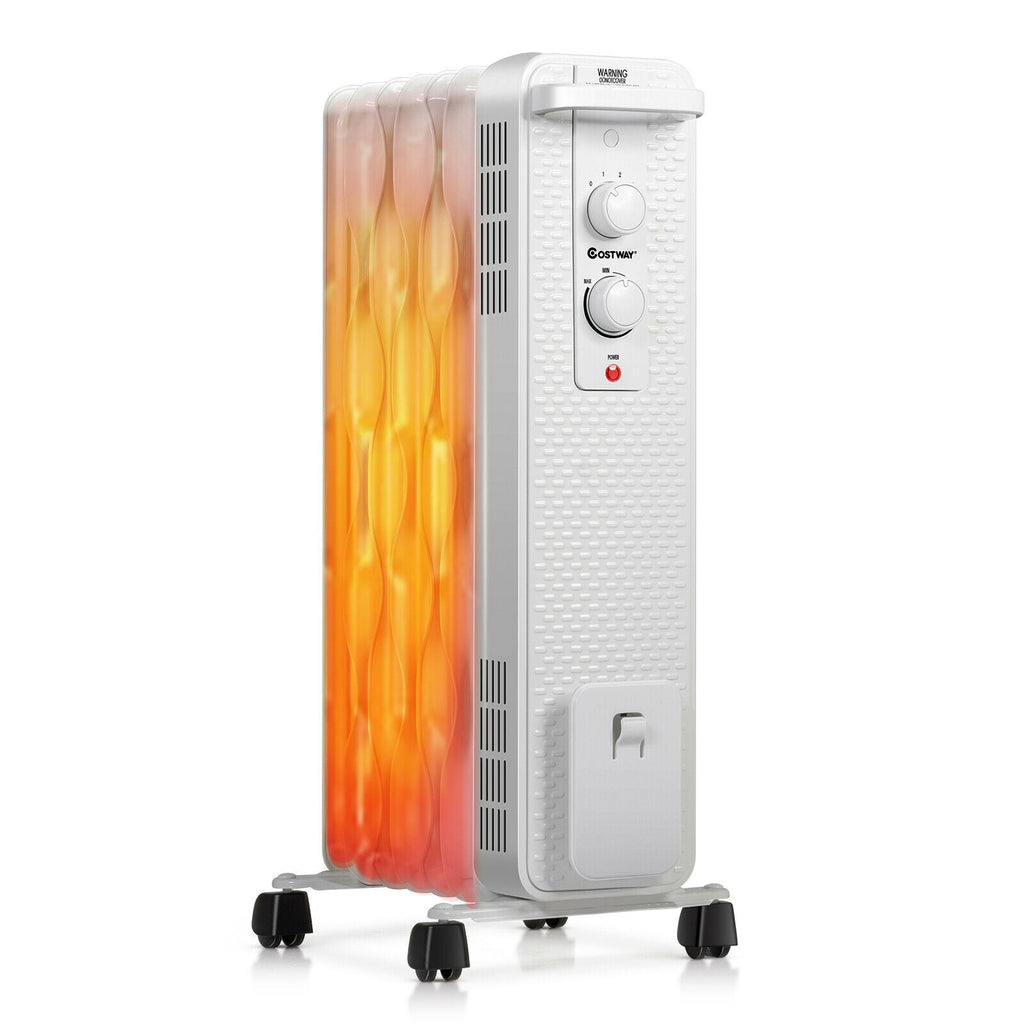 1500 W Oil-Filled Heater Portable Radiator Space Heater with Adjustable Thermostat