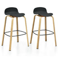 Set of 2 Modern Barstools Pub Chairs with Low Back and Metal Legs