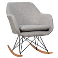 Upholstered Rocking Arm Chair with Solid Steel Wood Leg-Gray