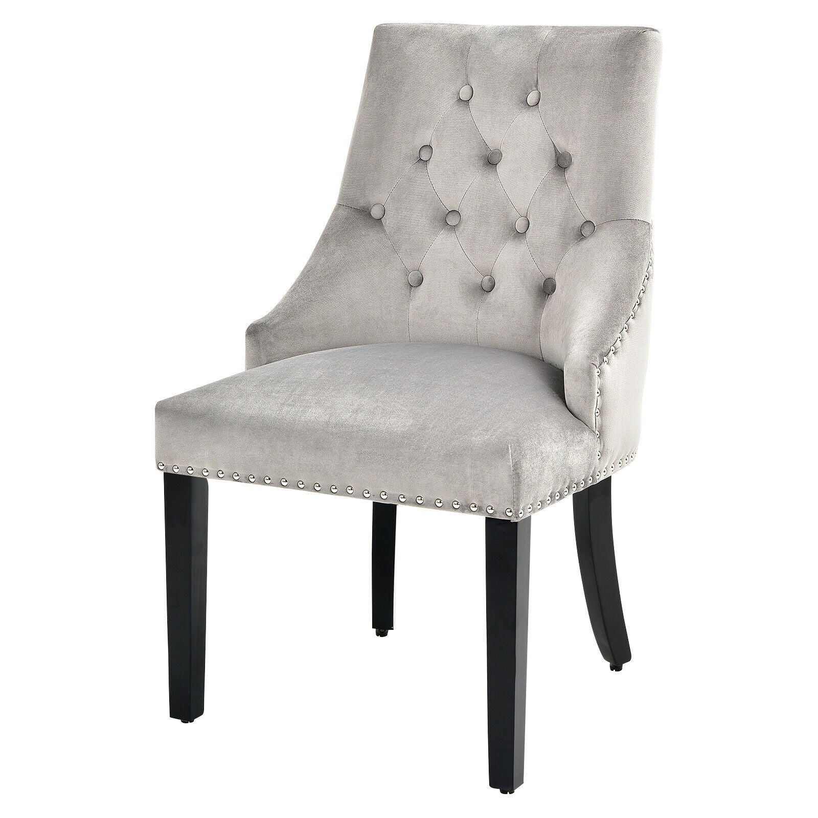 Modern Upholstered Button-Tufted Dining Chair with Naild Trim