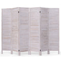 6 Panels Classic Venetian Wooden Slat Room Screen-White