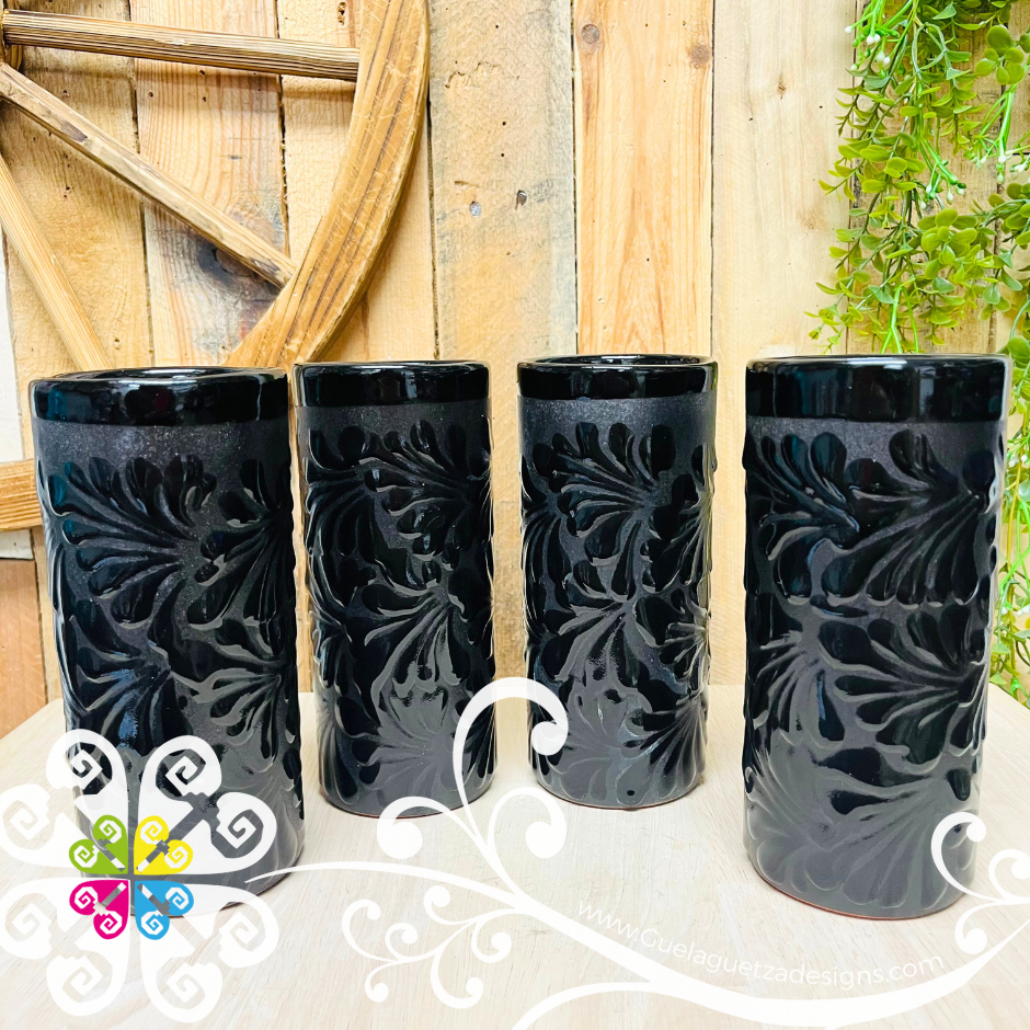 Set of Black Espiga Cilindro Tall Cup - Set Clay Cup