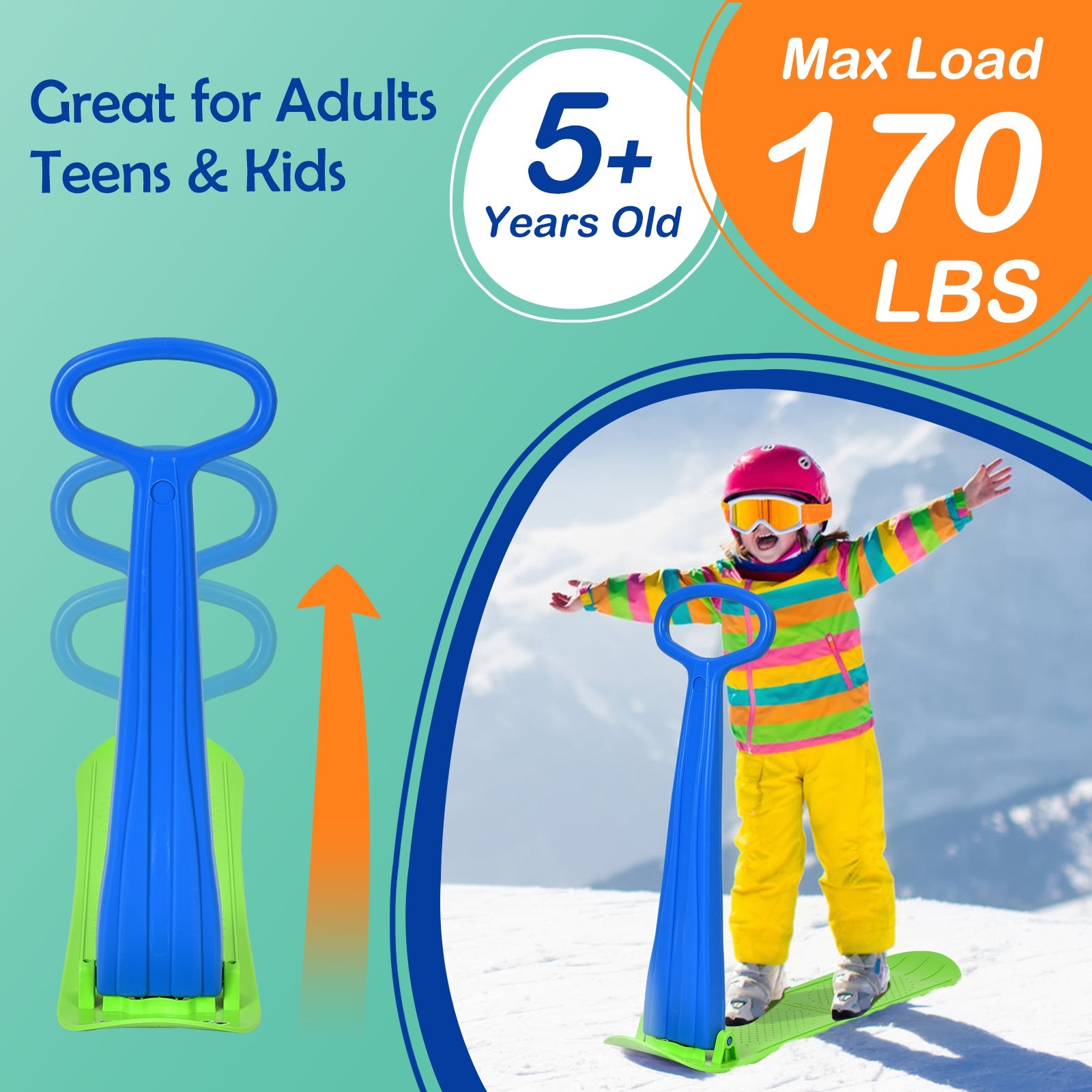 1-Rider Snow Scooter with Grip Handle