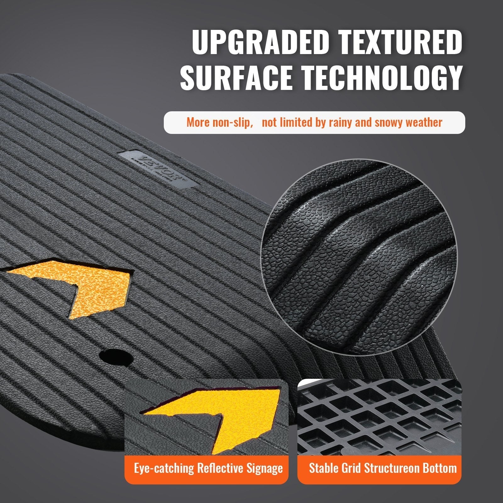 Threshold Ramp Rubber 3.5 In Non-Slip Beveled Doorway 35.5x21 In Channel