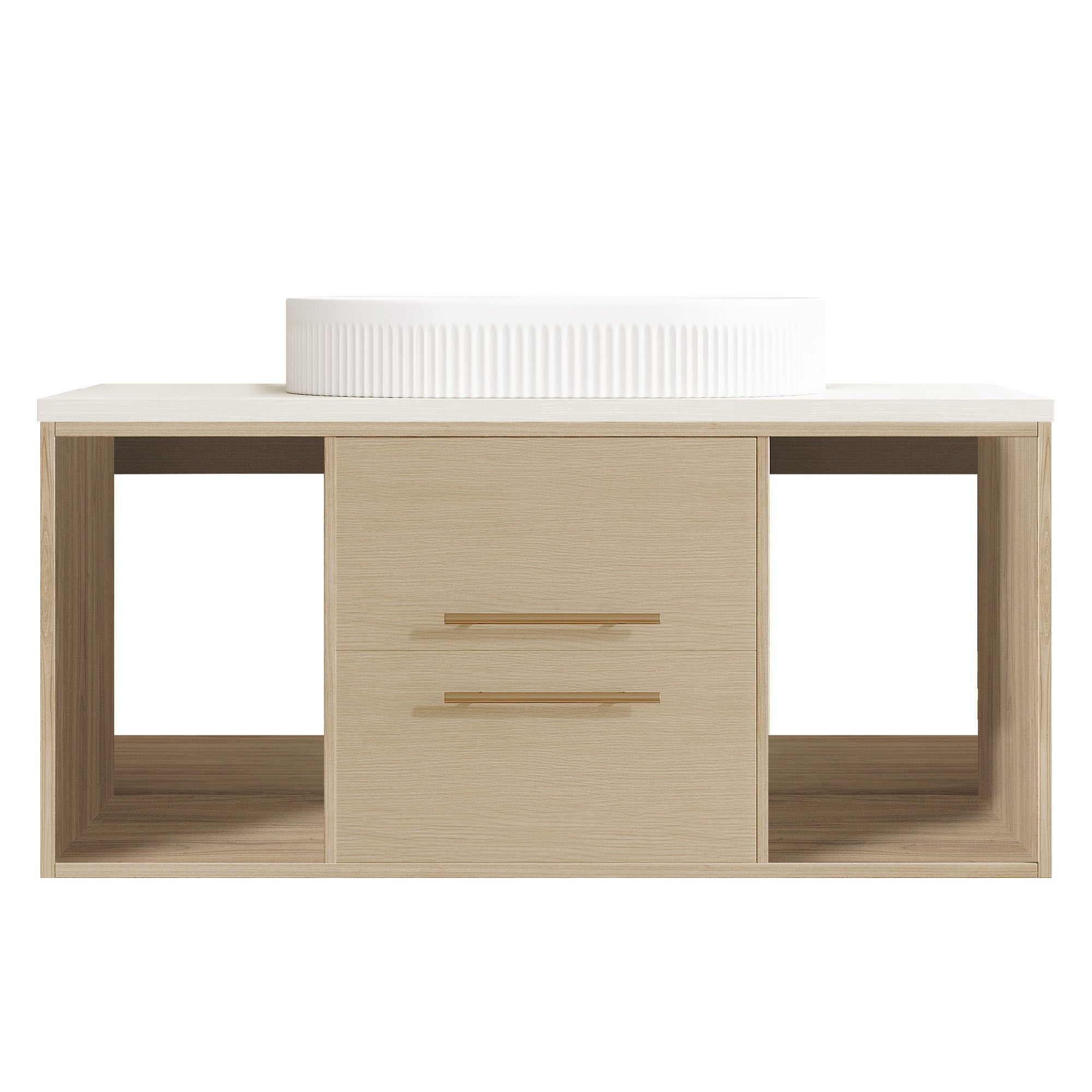 Modern 39.3 Wall-Mounted Bathroom Vanity with Oval Ceramic Sink Floating Vani...
