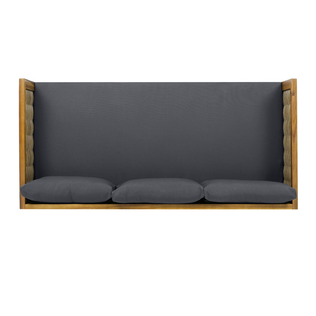 Outdoor Patio Set Acacia Wood Wicker Teak Dark Gray Daybed 2 Piece 600 LB