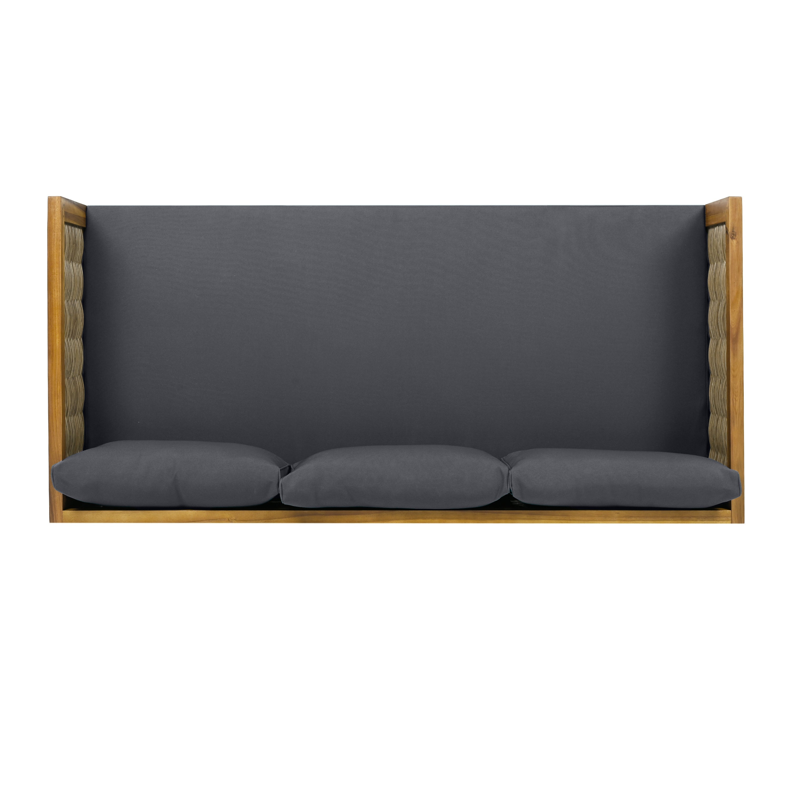 Outdoor Patio Set Acacia Wood Wicker Teak Dark Gray Daybed 2 Piece 600 LB