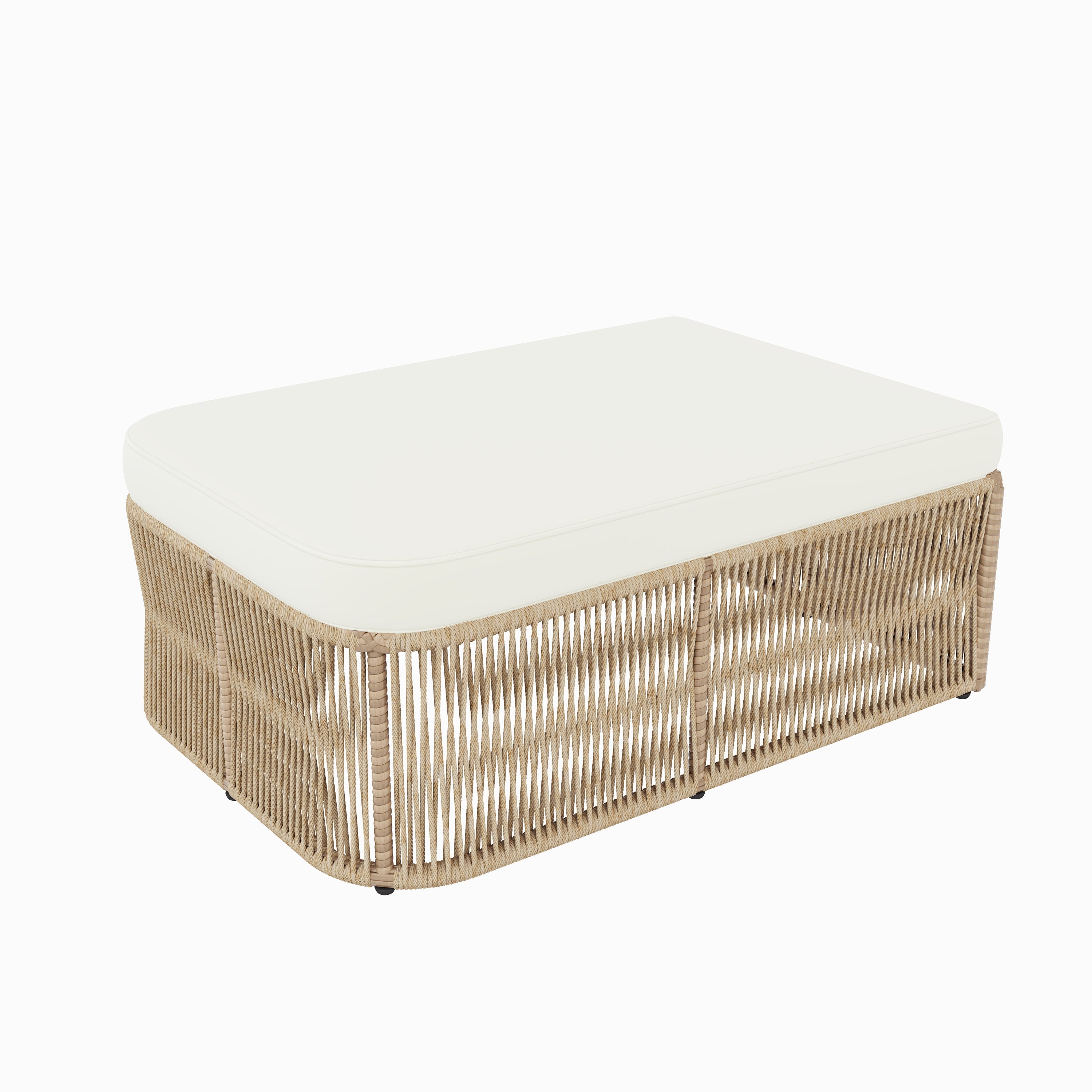 Outdoor Patio Set PE Rattan Iron Dark Beige Modular Glass Table