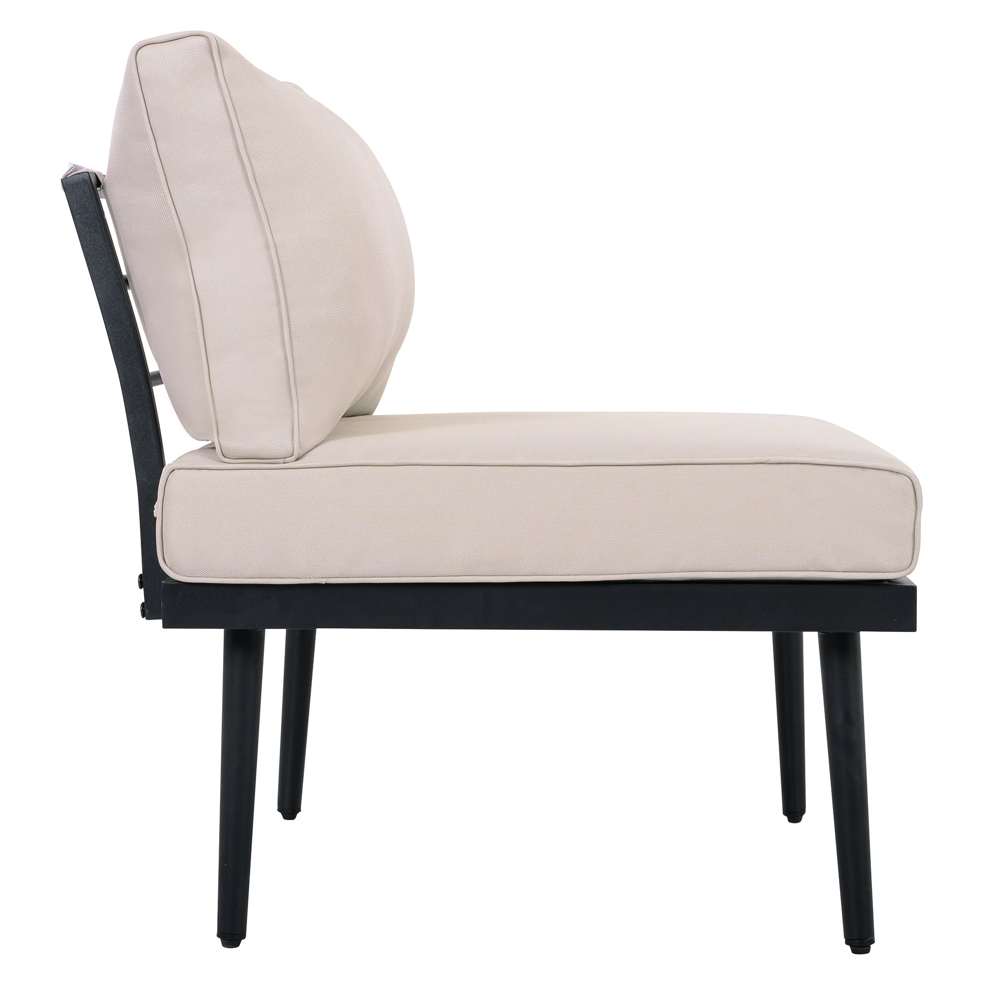 Outdoor Sectional Set Acacia Wood Steel Beige Cushion 6 Piece Seats 5