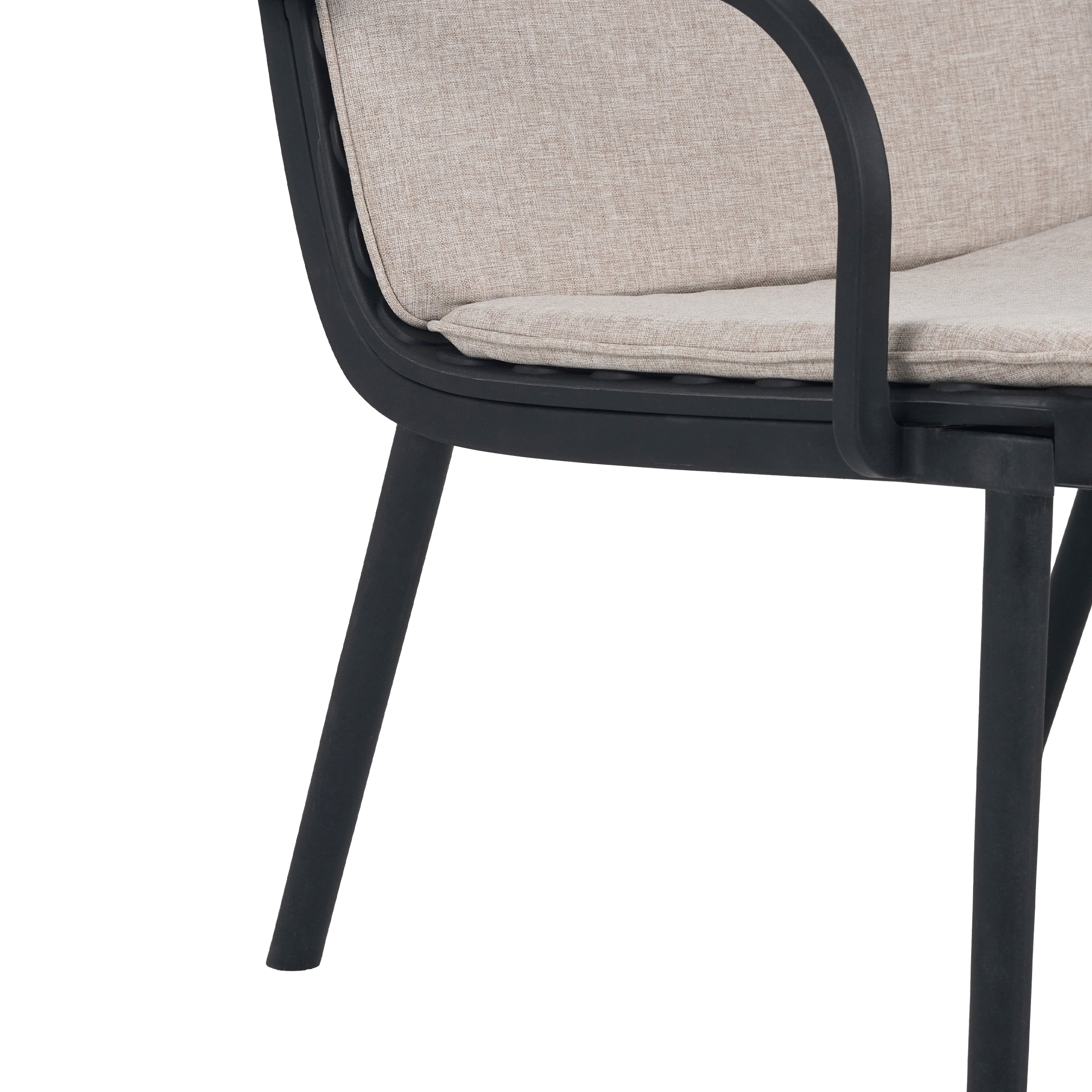 Outdoor Chat Set Polypropylene Black Beige Cushion 3 Piece Loveseat