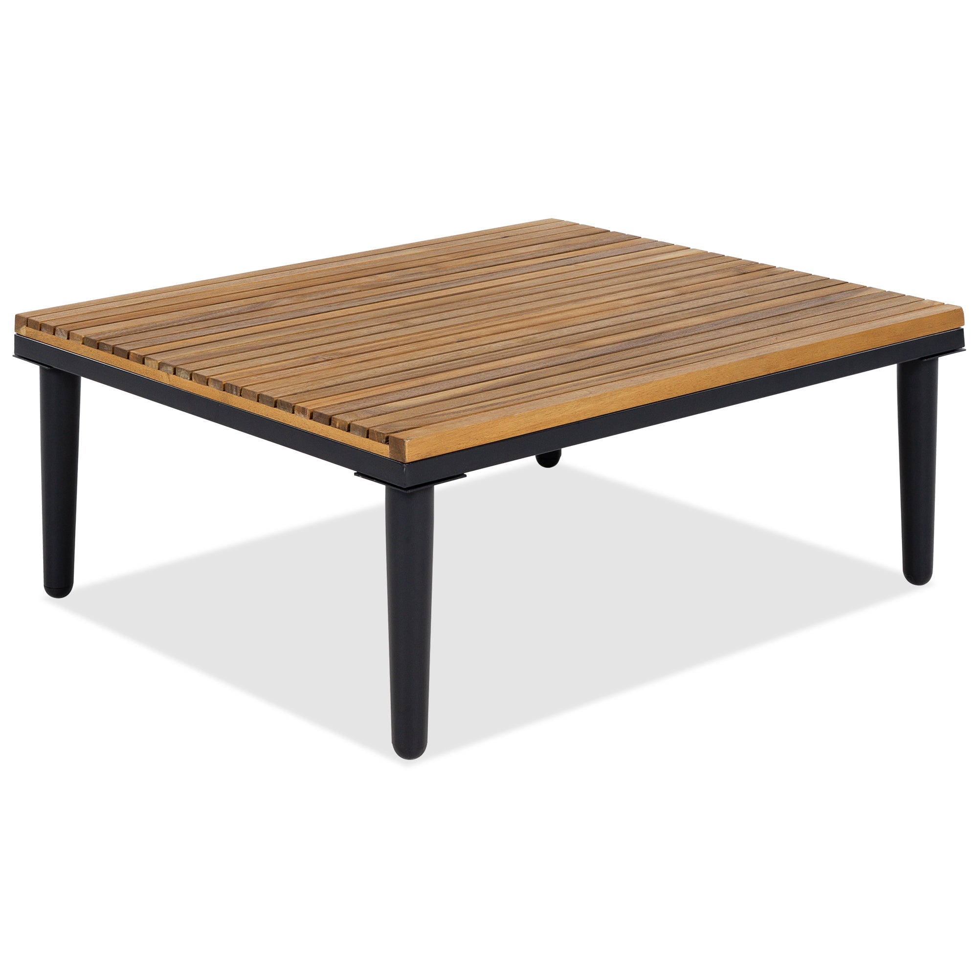 Outdoor Patio Set Acacia Wood Iron Gray L-Shape Seats 6 396 LB