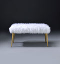 Bagley II - Faux Fur Bench - White / Gold