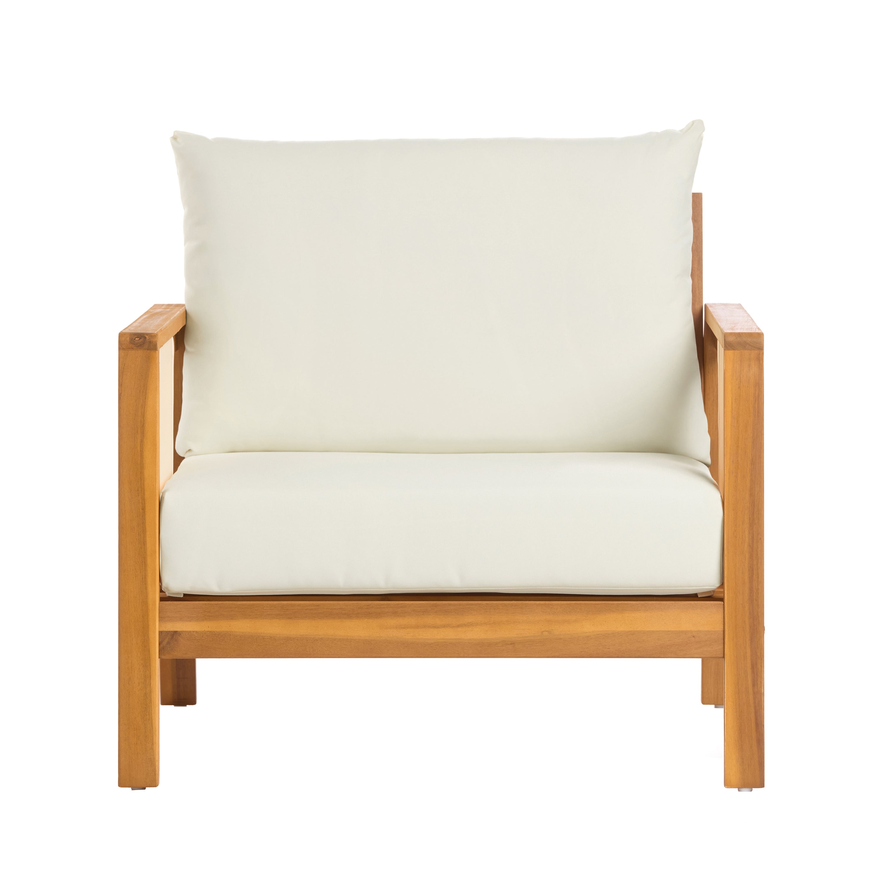 Outdoor Sofa Set Acacia Wood Textilene Teak Beige 4 Piece Seats 4