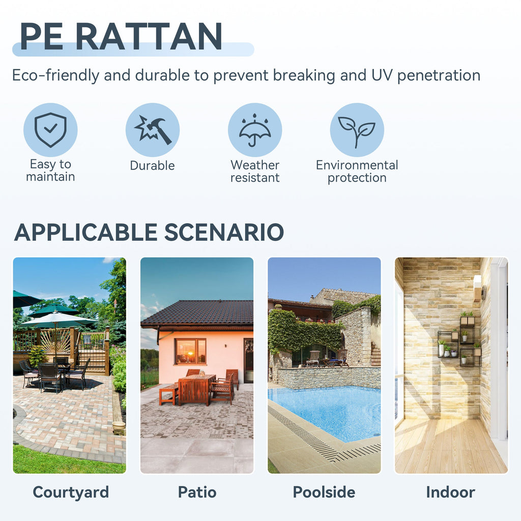 Outdoor Sofa T-Back PE Rattan Blue 3 Seat 5 in Foam Cushions 75in