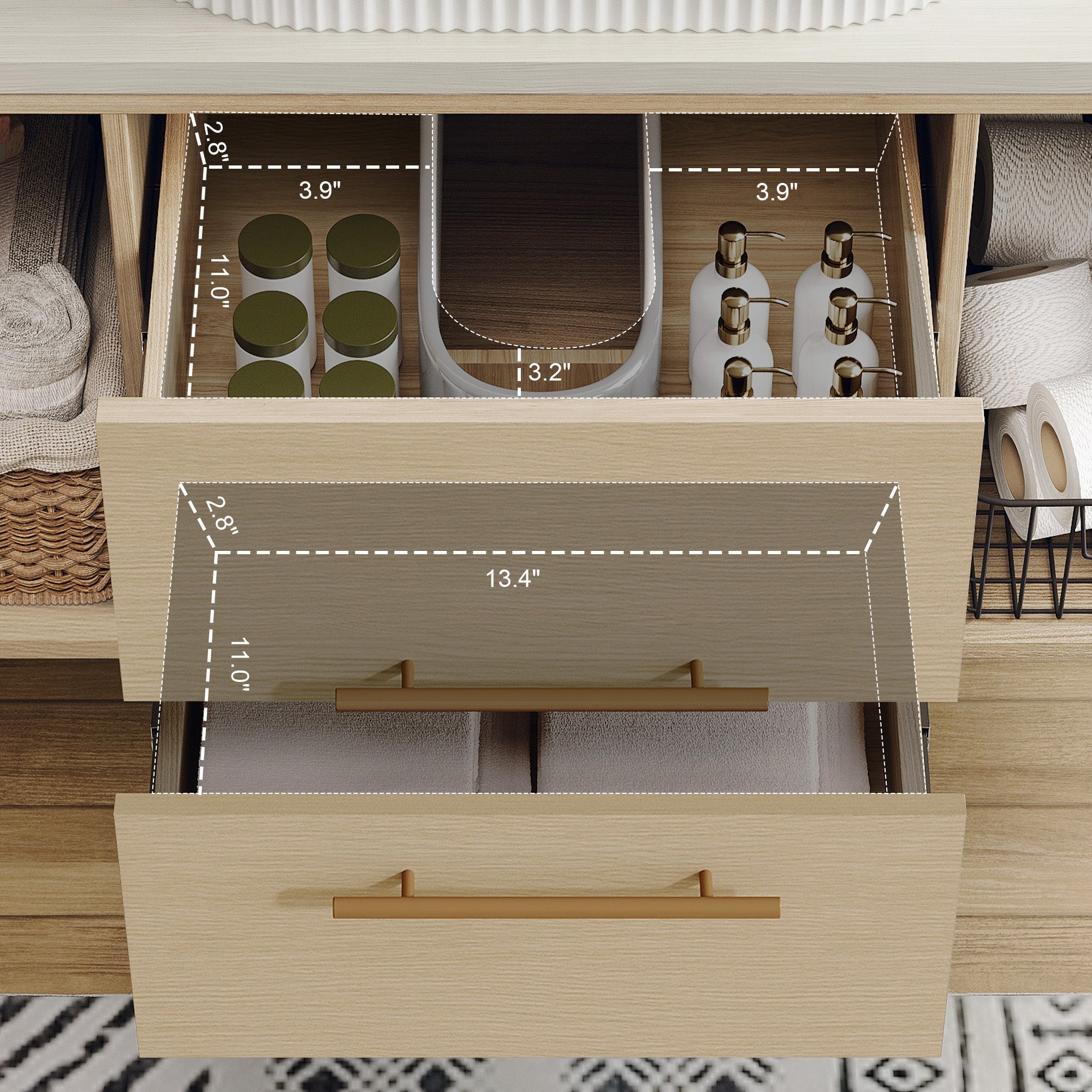 Modern 39.3 Wall-Mounted Bathroom Vanity with Oval Ceramic Sink Floating Vani...