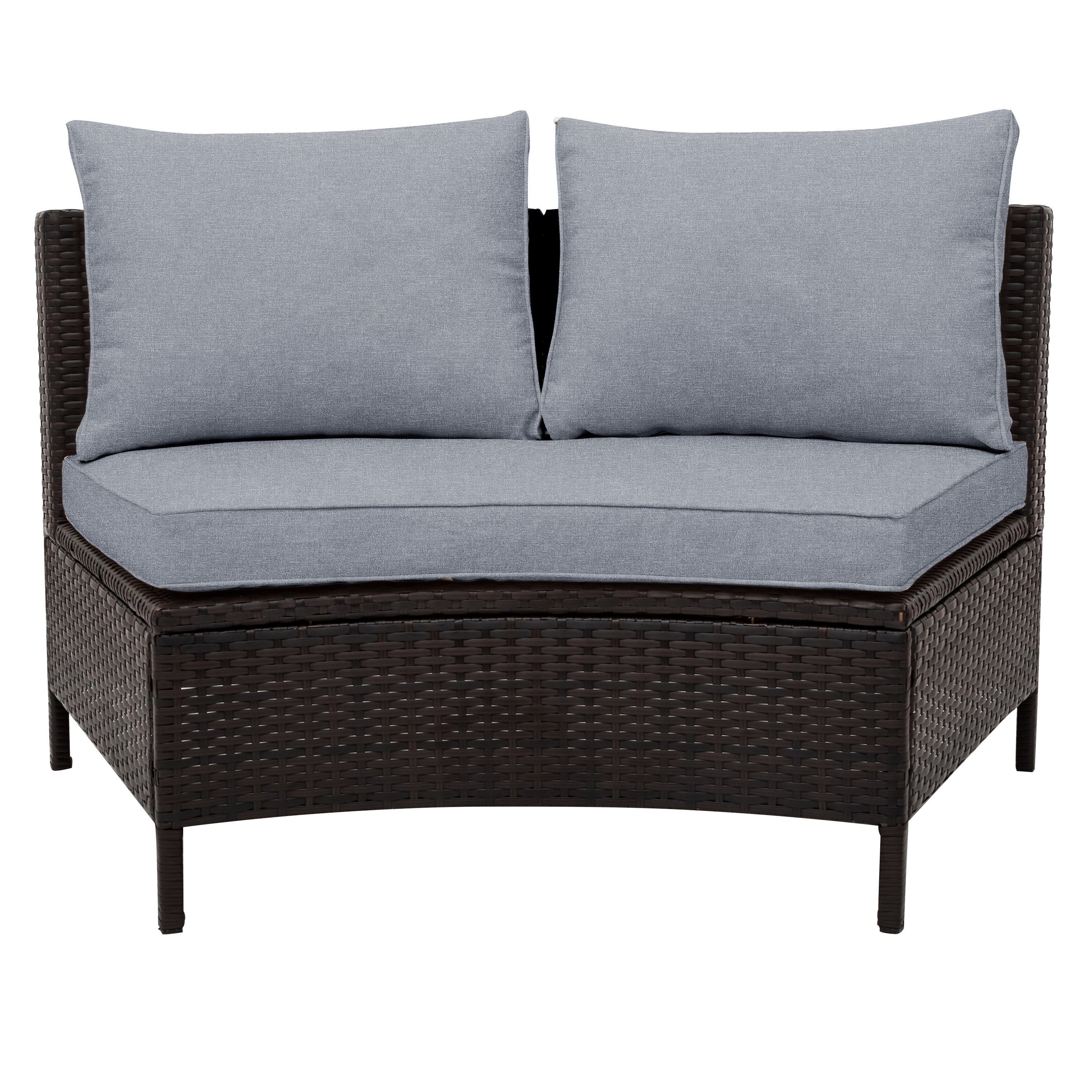 Outdoor Sectional Set PE Rattan Steel Gray Half Moon 5 Piece 350 LB