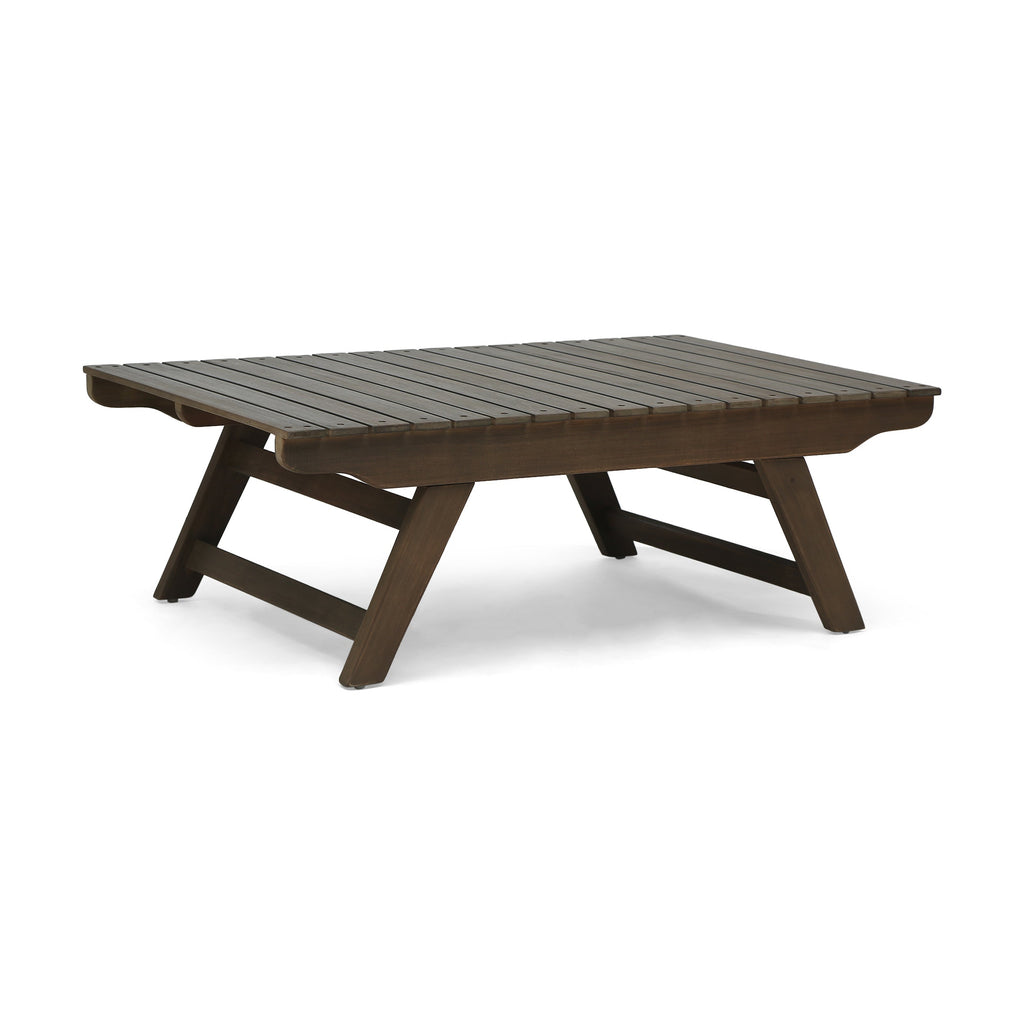Outdoor Coffee Table Acacia Wood Gray Open Slat Design 37x24x12.5 In