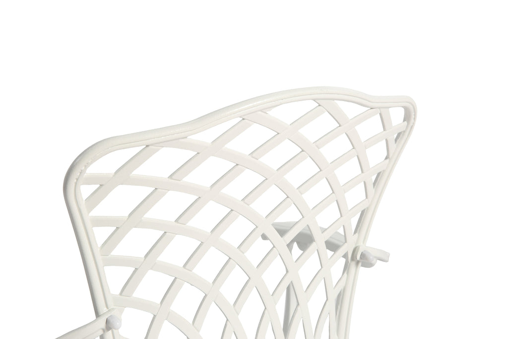 Outdoor Bistro Set Cast Aluminum White 3 Piece Umbrella Hole Cushions