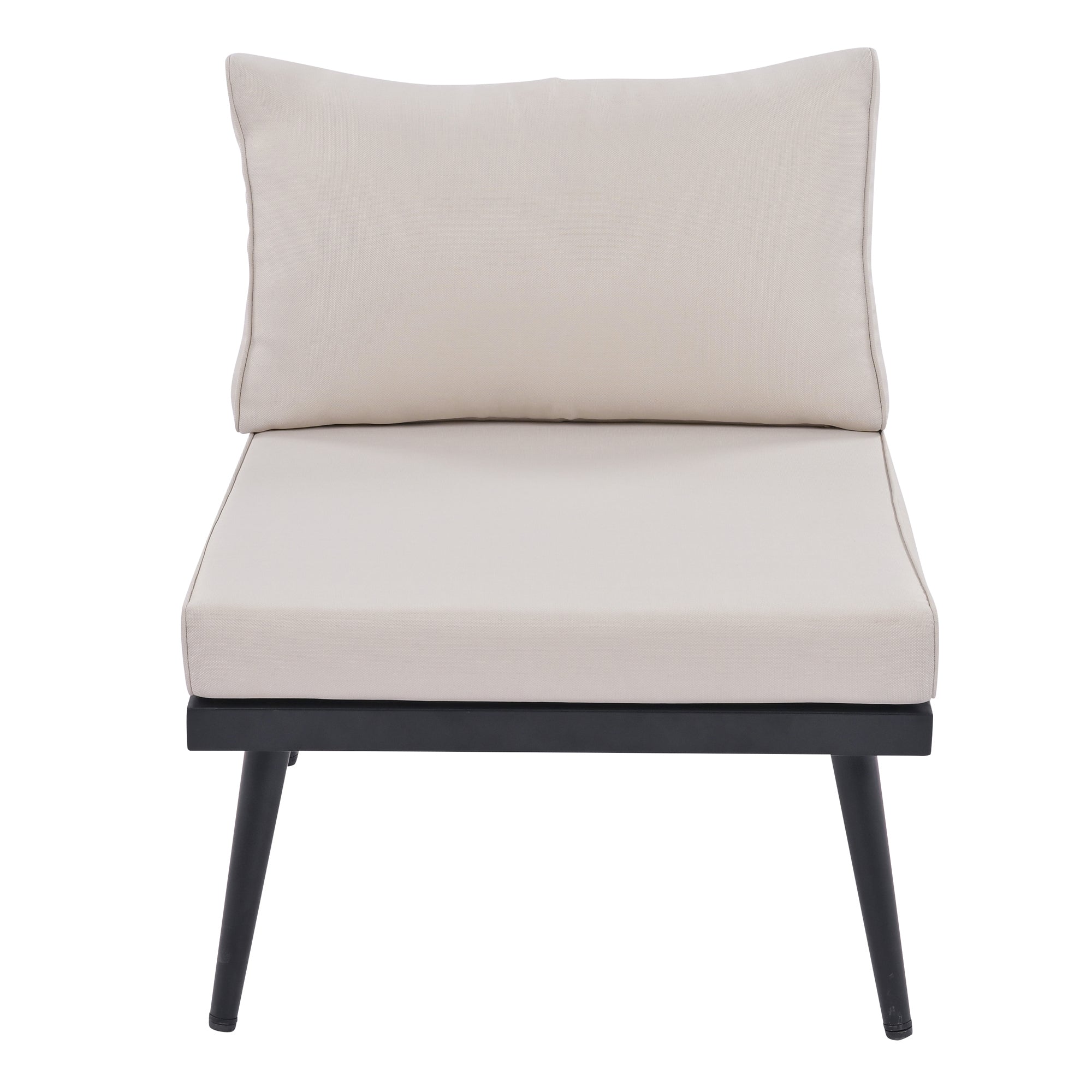 Outdoor Sectional Set Acacia Wood Steel Beige Cushion 6 Piece Seats 5