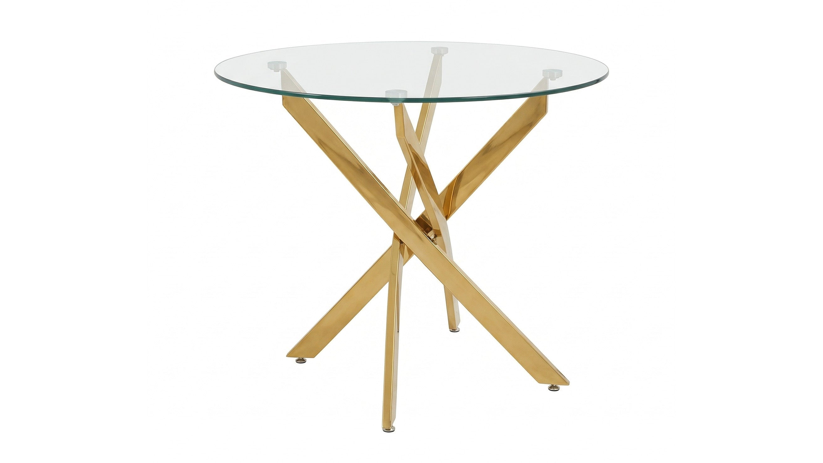 Round Glass Dining Table Set for 4, 35.5' Glass Dining Table with Gold Legs,