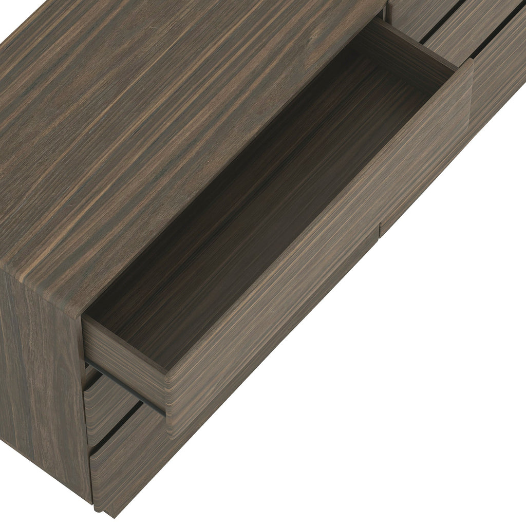 Dresser Minimalist 6-Drawer Walnut MDF Handleless Wood Grain 72x20 In