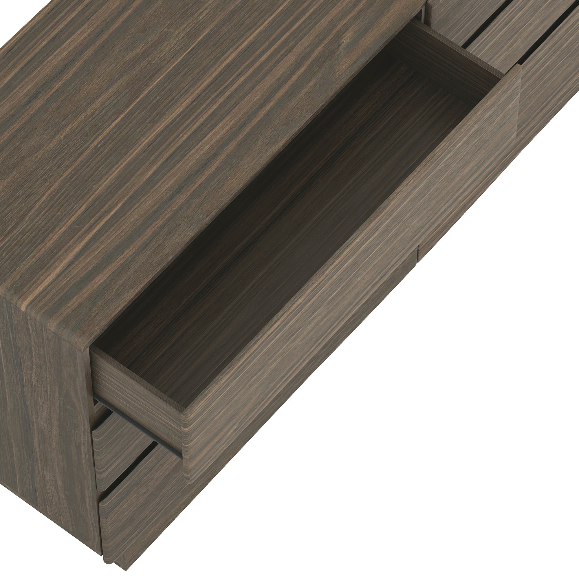 Dresser Minimalist 6-Drawer Walnut MDF Handleless Wood Grain 72x20 In