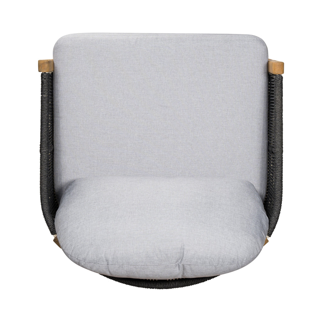 Outdoor Club Chair Acacia Wood Rope Woven Dark Gray Cushion