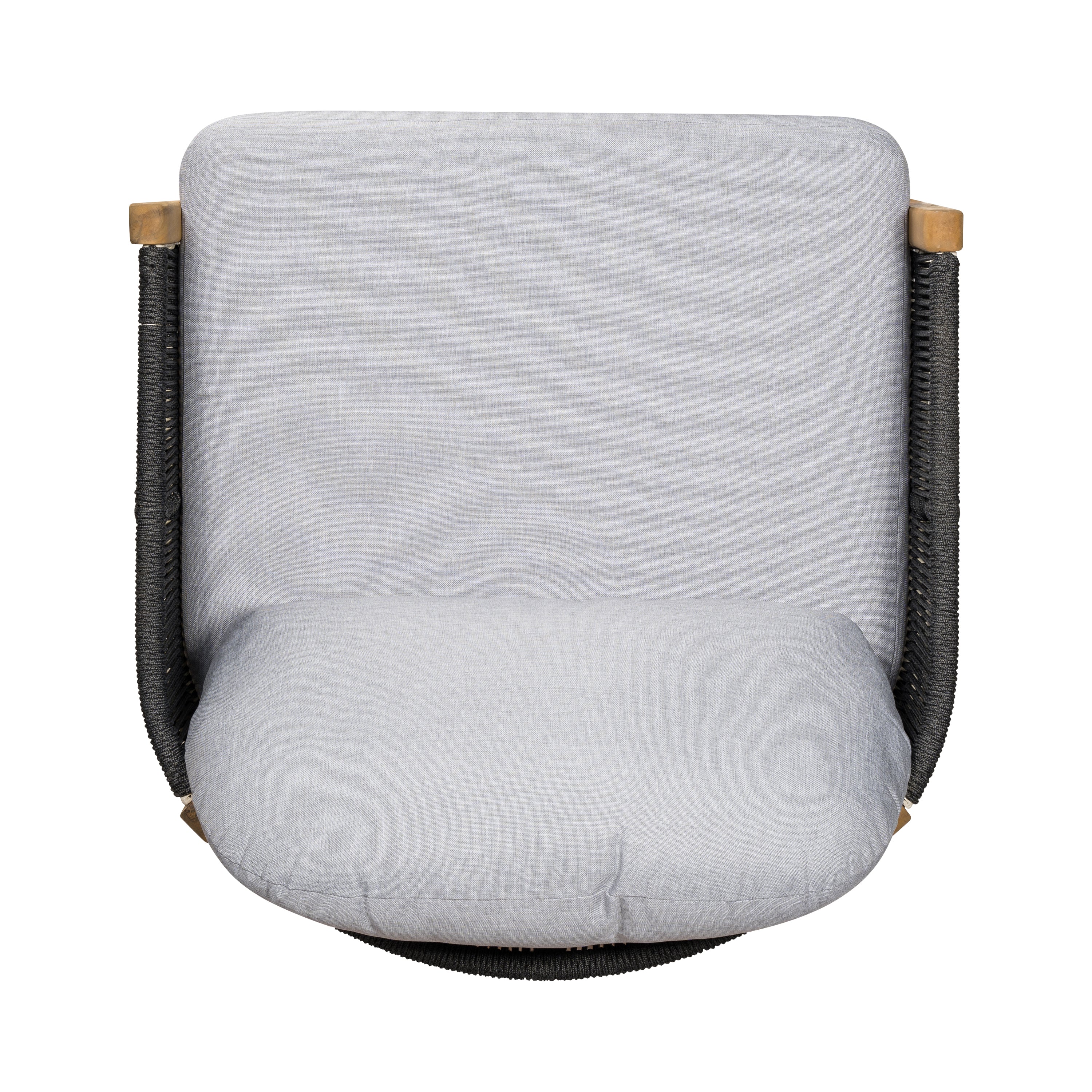 Outdoor Club Chair Acacia Wood Rope Woven Dark Gray Cushion