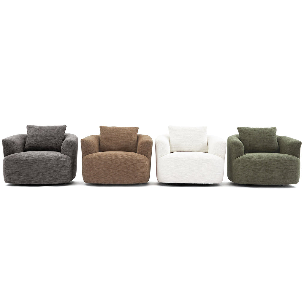 Accent Chair Swivel Barrel Chenille Green 360 Degree Pocket Spring 38 In