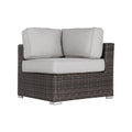 Outdoor Chair Corner Wedge HDPE Wicker Aluminum Brown 300 LB
