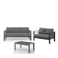 Outdoor Conversation Set 5 Seat Aluminum Gray Blue Cushion