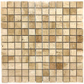 Honed Travertine Mesh-Mounted Mosaic Tile 12x12 - Soft Walnut Tone