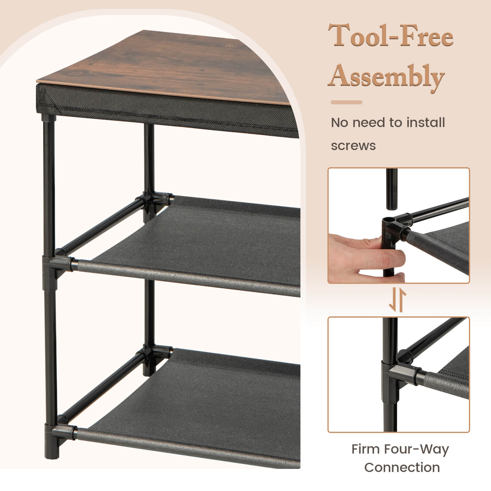 2-Drawer Nightstand with Removable Fabric Bins and Pull Handles