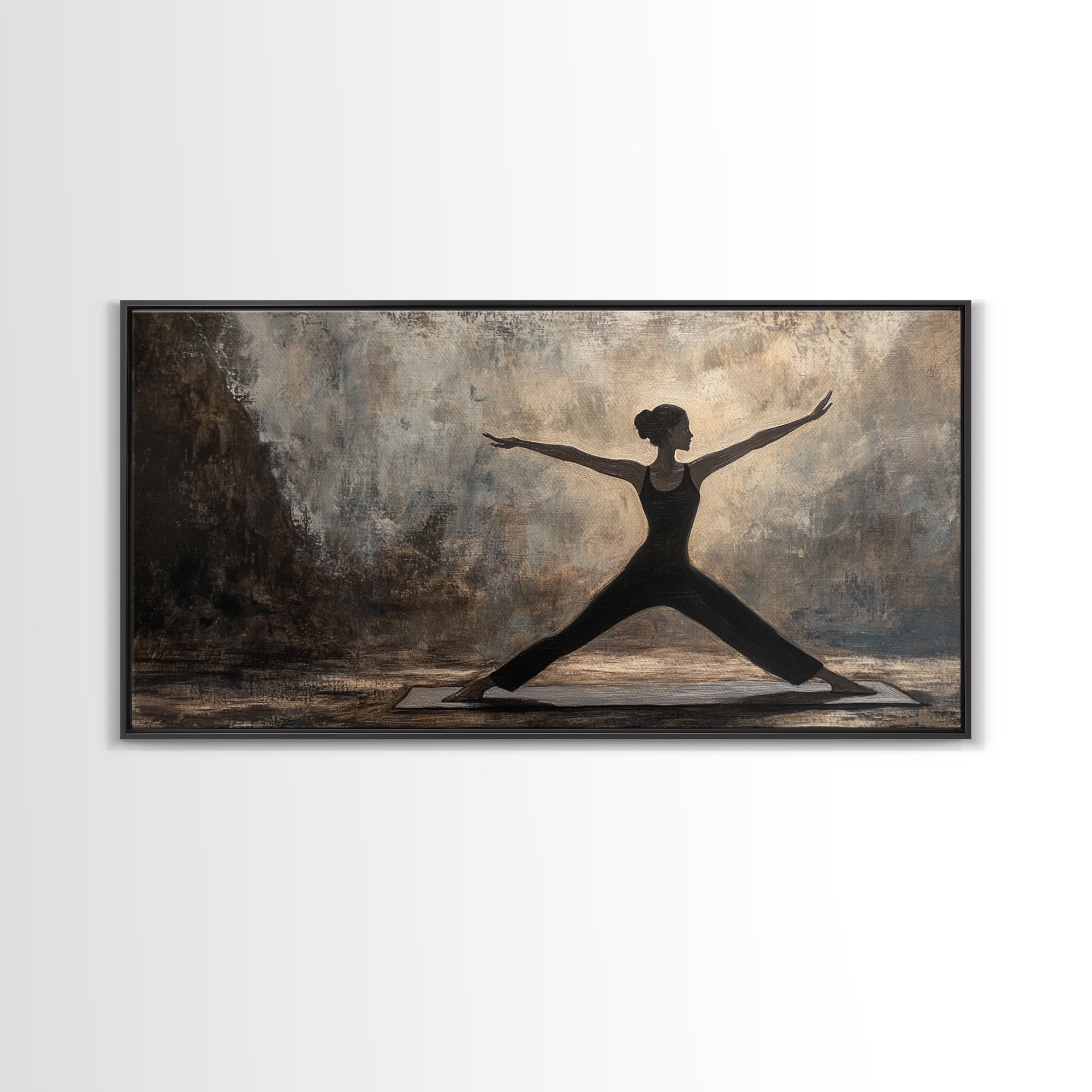 Warrior Pose Canvas Print Zen Yoga Wall Art Neutral Modern Minimalist Living Room Home Decor Therapy Art Unique Gift Idea Boho