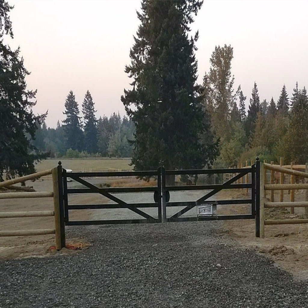 20 ft Farm Driveway Gate with Diagonal Tubes, Dual Swing